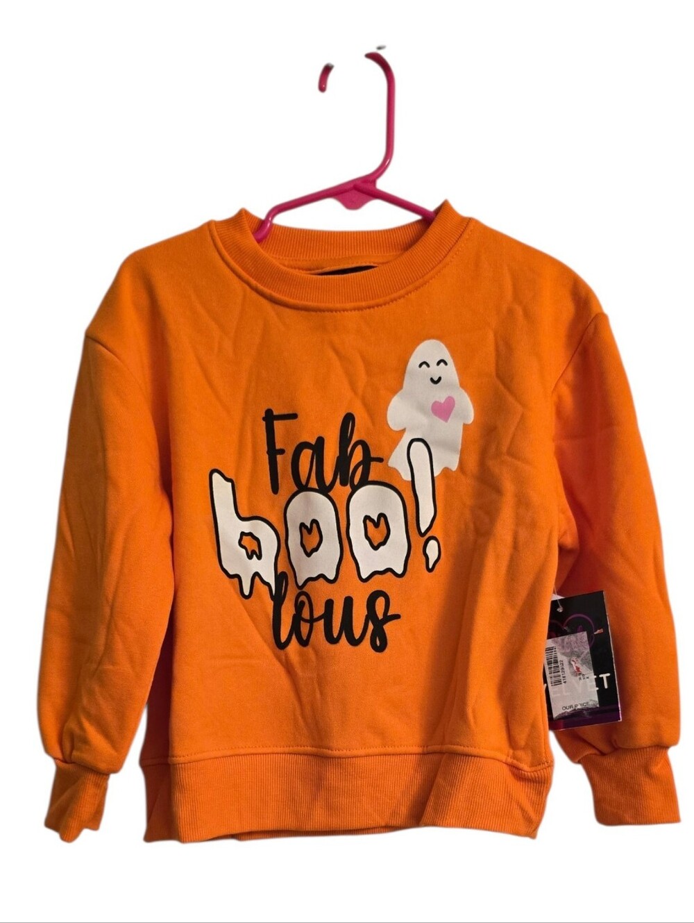 NWT! Pink Velvet Little Girl Orange Fab Boo Lous Halloween Sweatshirt 4